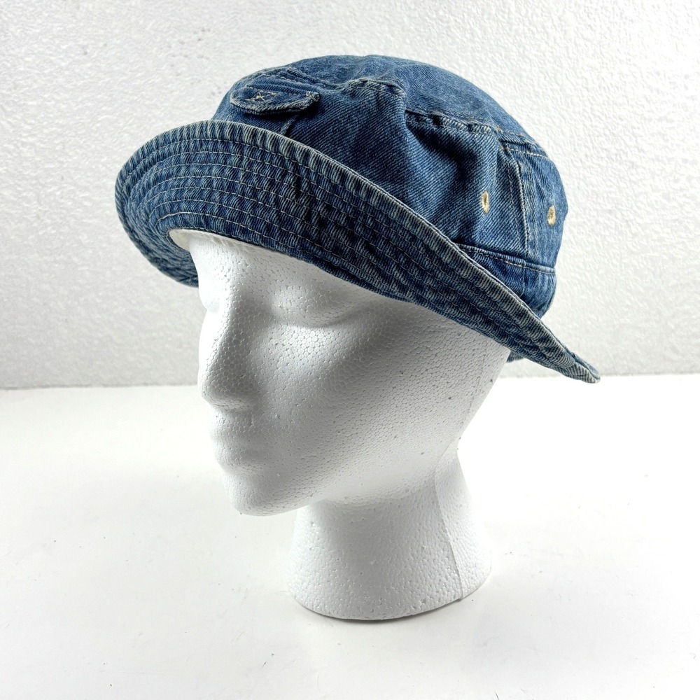 Denim Bucket Hat Mens Womens OS Blue Cargo Pocket Y2K Style Gorpcore Utility
